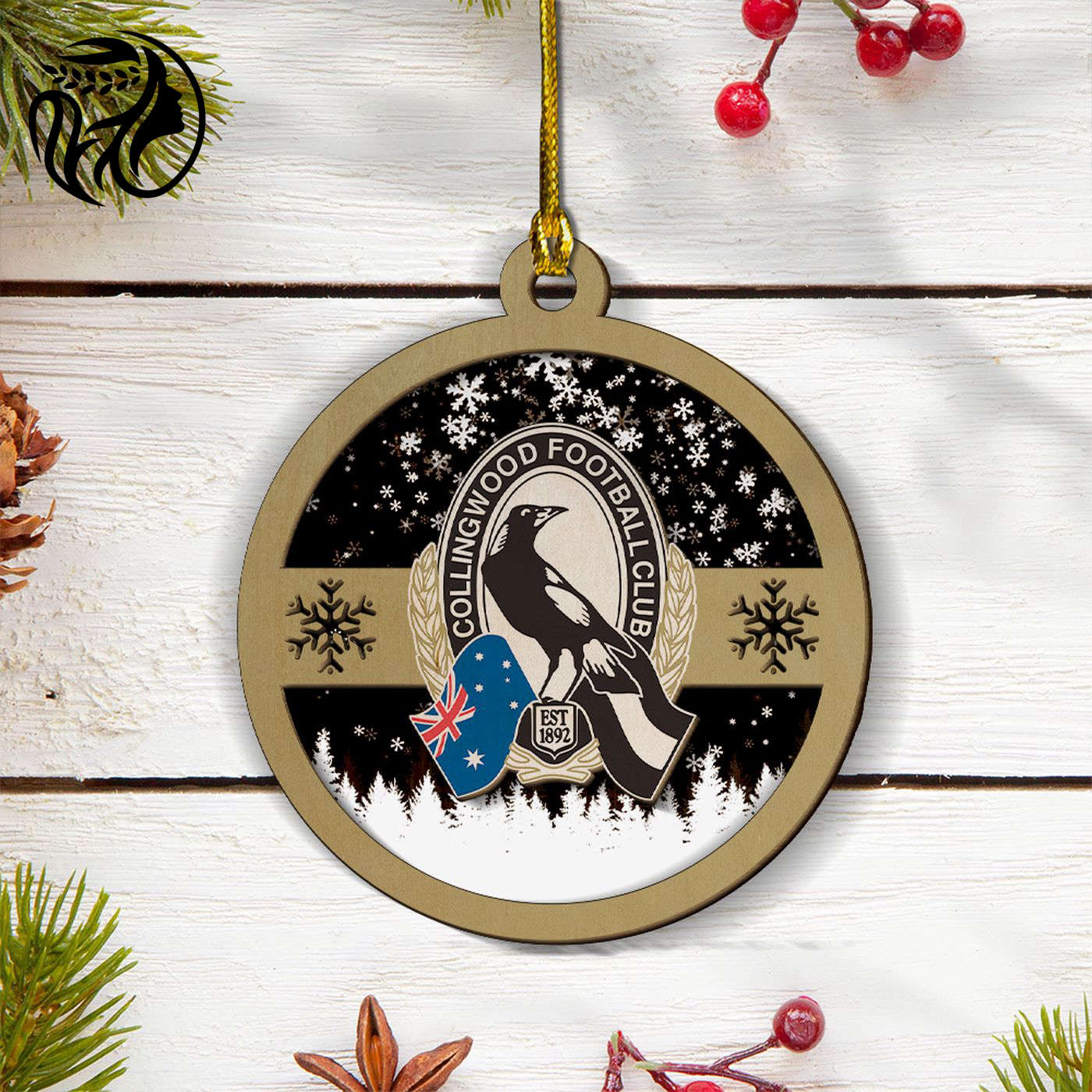 Collingwood FC Layered Wood Ornament – VIETDQ0226