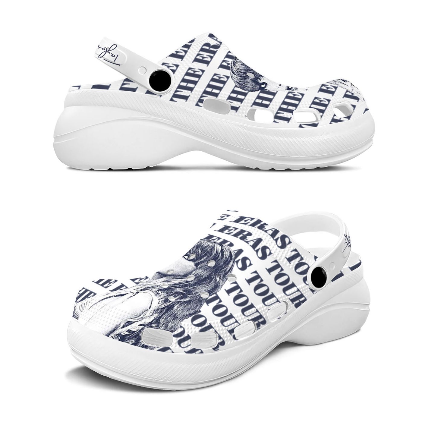 Step in Style with Taylor Swift The Eras Tour White High-sole Clogs – Comfortable & Trendy Footwear Step in Style with Taylor Swift The Eras Tour White High-sole Clogs – Comfortable & Trendy Footwear