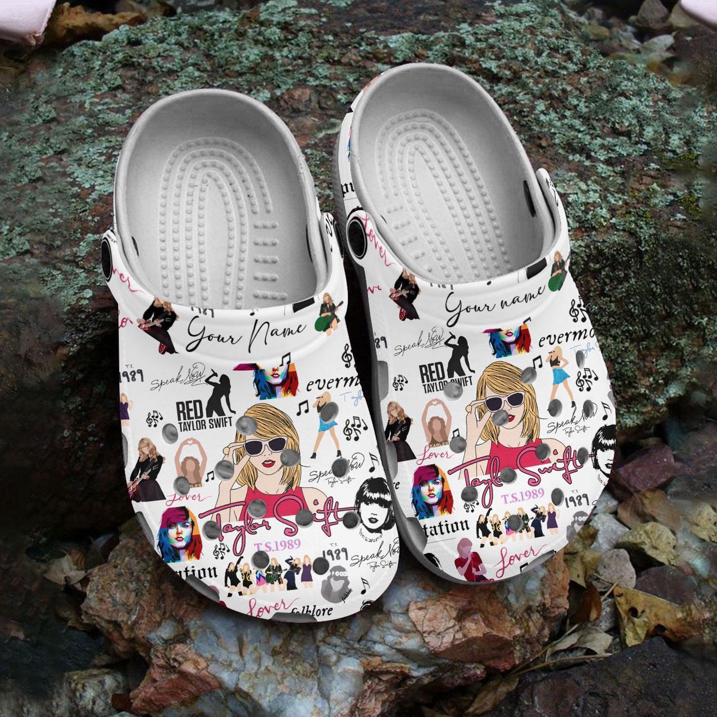 Get Stylish Custom White Clogs for Taylor Swift Fans – Personalized Name Design