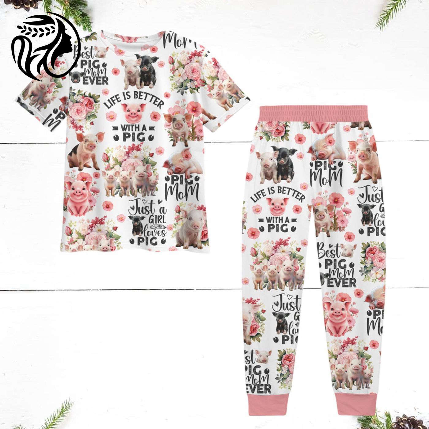 Cute Pigs Pajamas & Shirts: Funny Pig Lover Apparel for Animal Holiday & Farm Life – Christmas Pajama Set