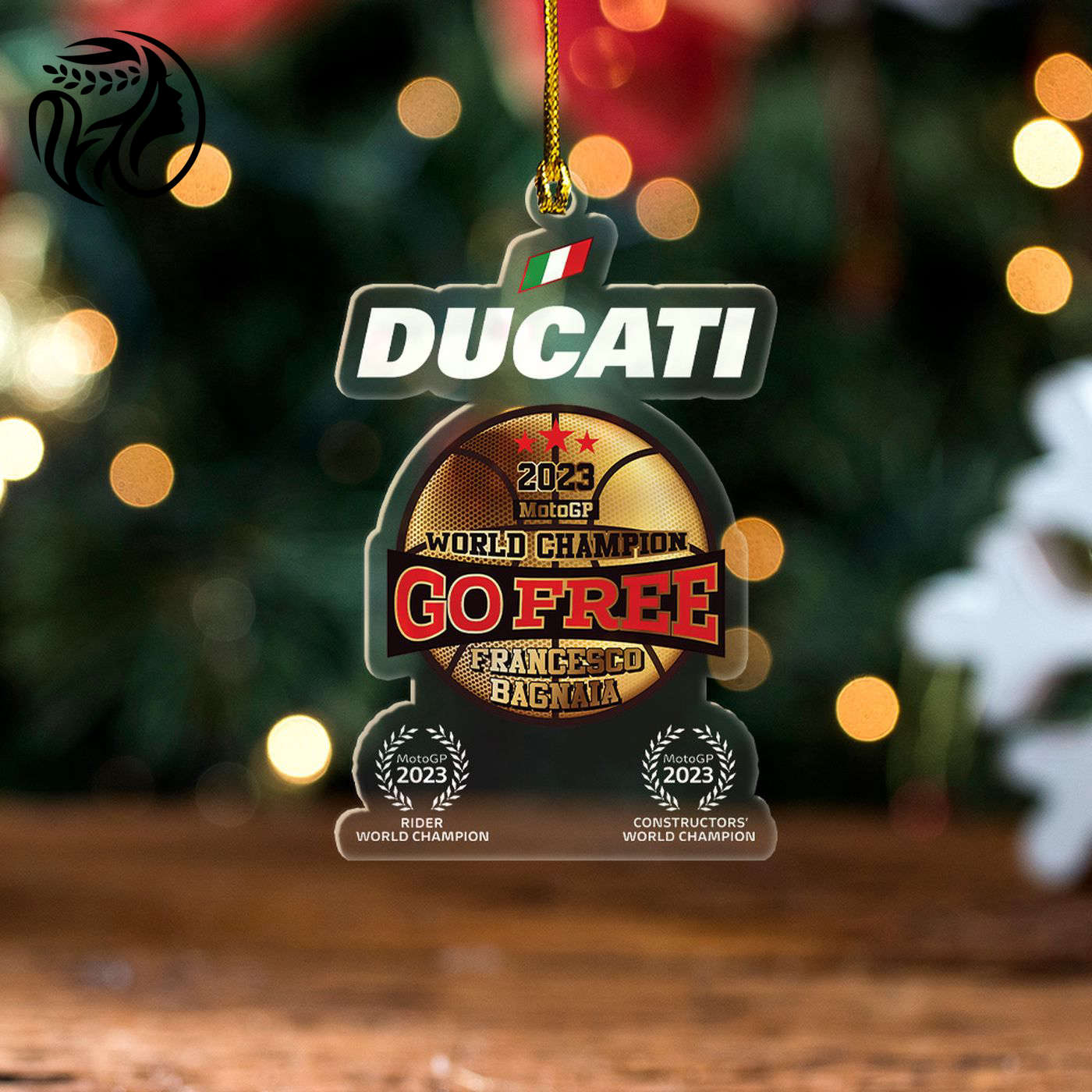 Ducati Lenovo Team x Francesco Bagnaia Custom Shape Clear-sided Acrylic Ornament  – Gift for Christmas Day