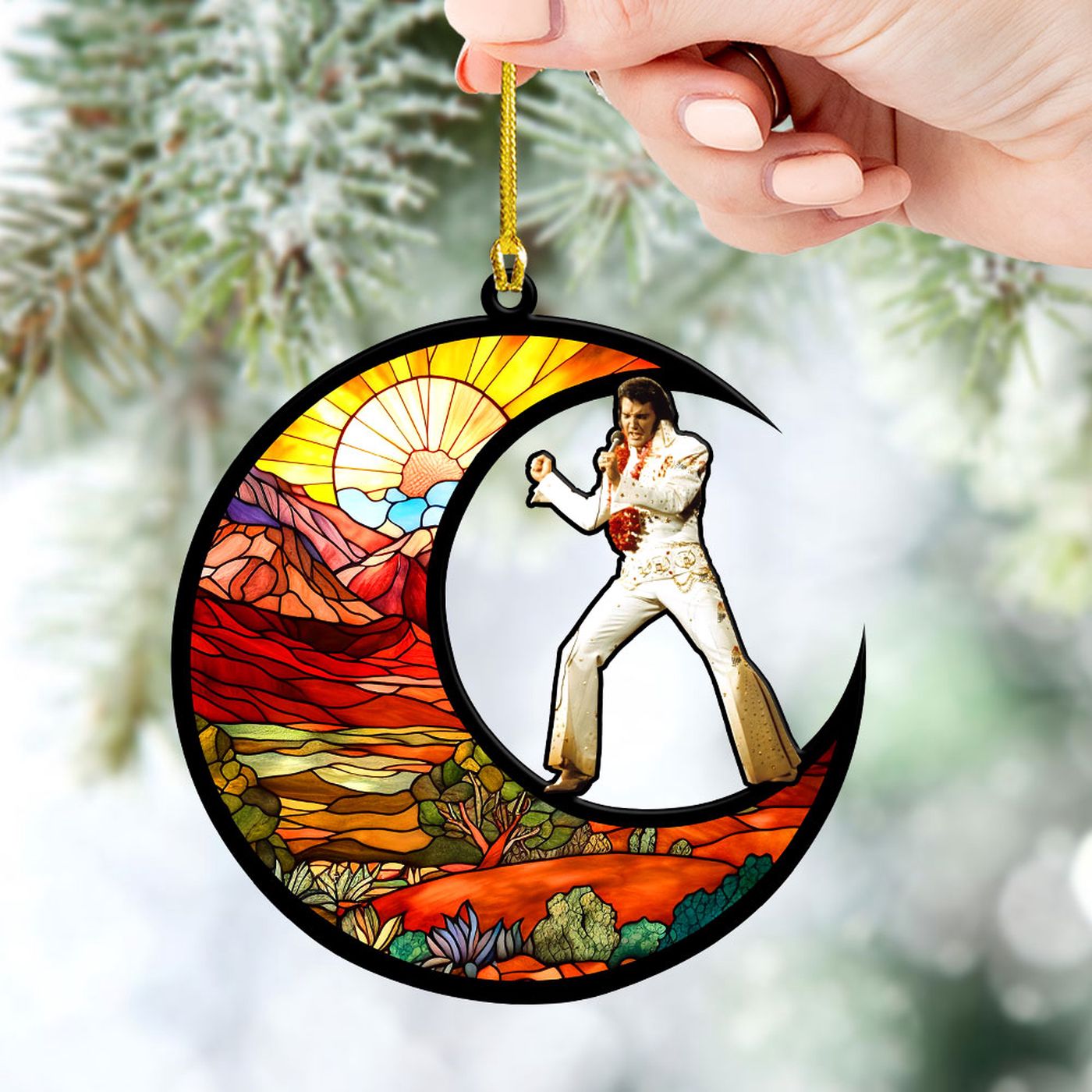 Elvis Presley 2-Side Printed Acrylic Ornament  – Gift for Christmas Day