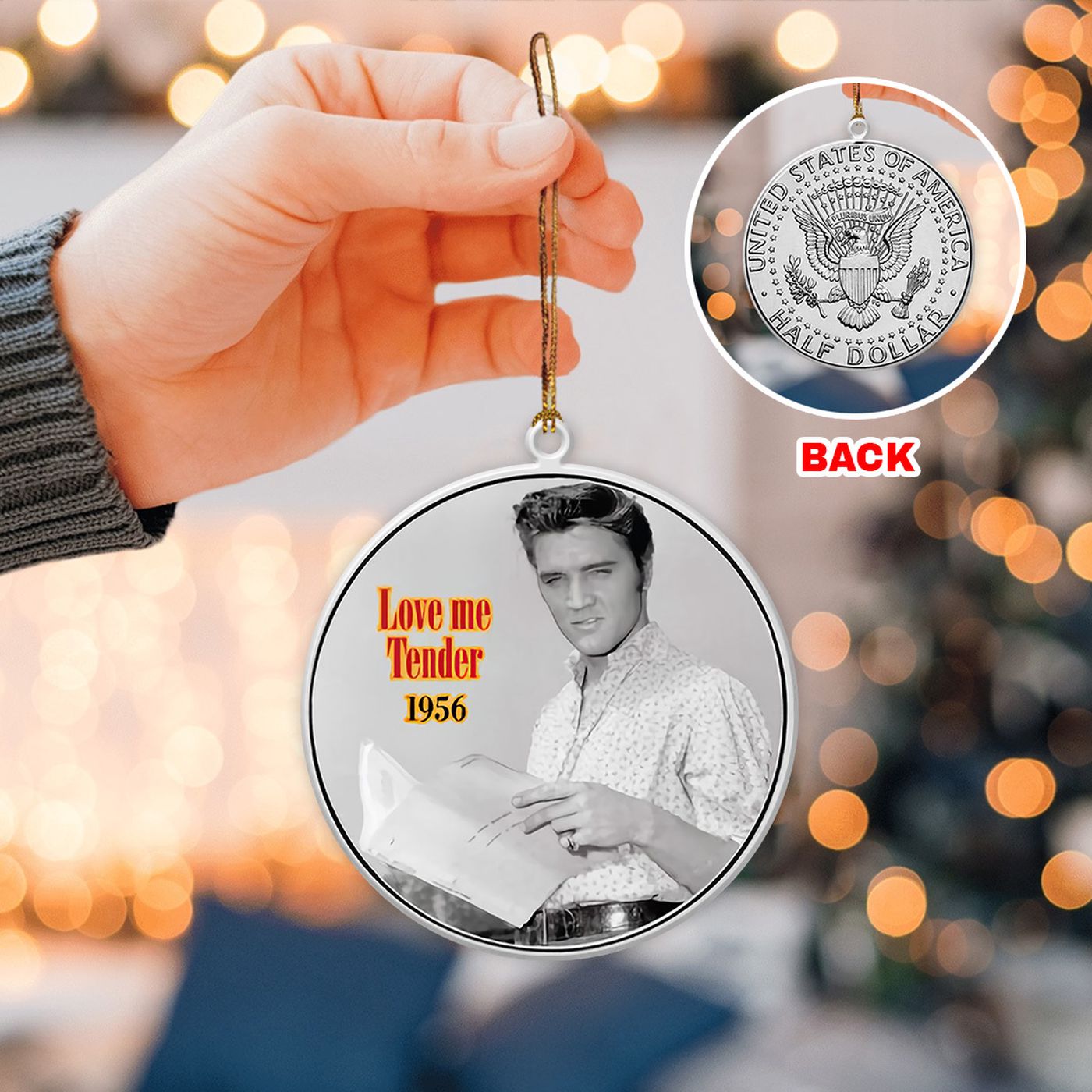 Elvis Presley 2-Side Printed Acrylic Ornament  – Gift for Christmas Day