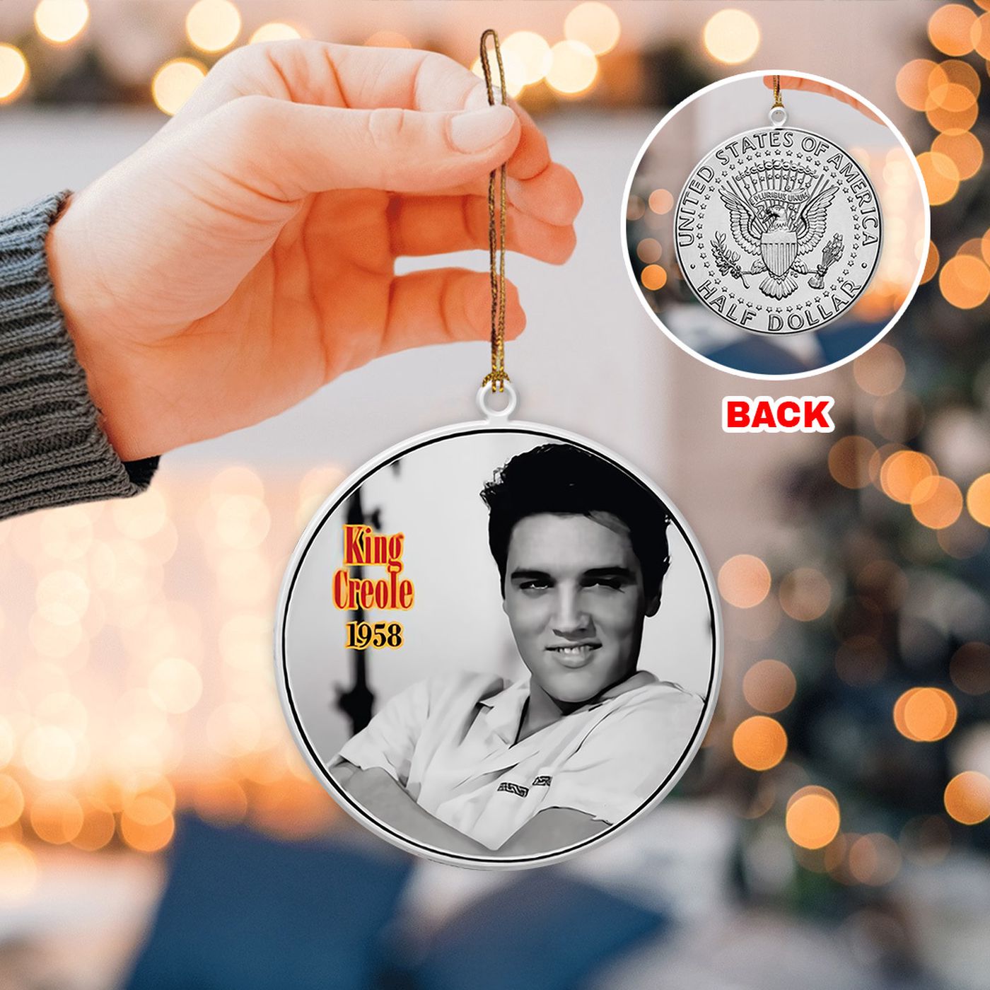 Elvis Presley 2-Side Printed Acrylic Ornament  – Gift for Christmas Day