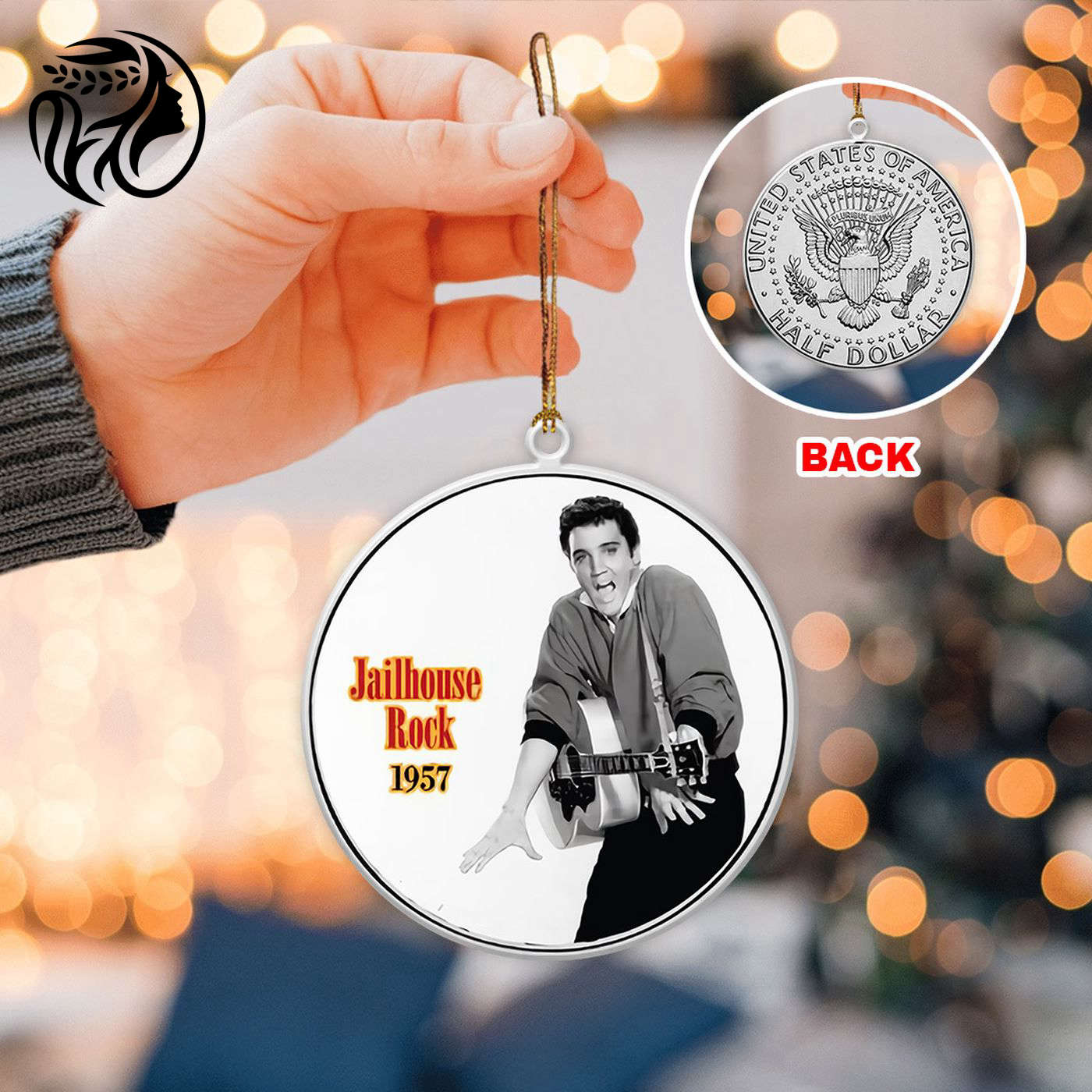 Elvis Presley 2-Side Printed Acrylic Ornament  – Gift for Christmas Day