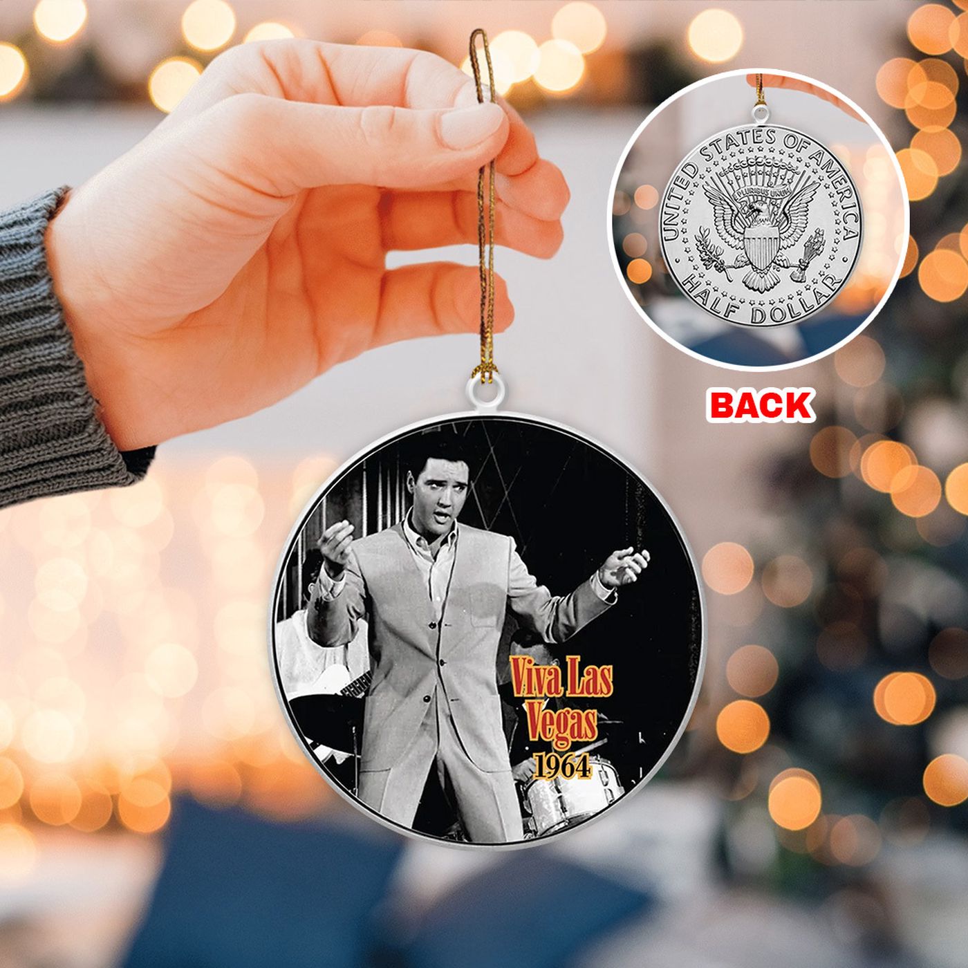 Elvis Presley 2-Side Printed Acrylic Ornament  – Gift for Christmas Day