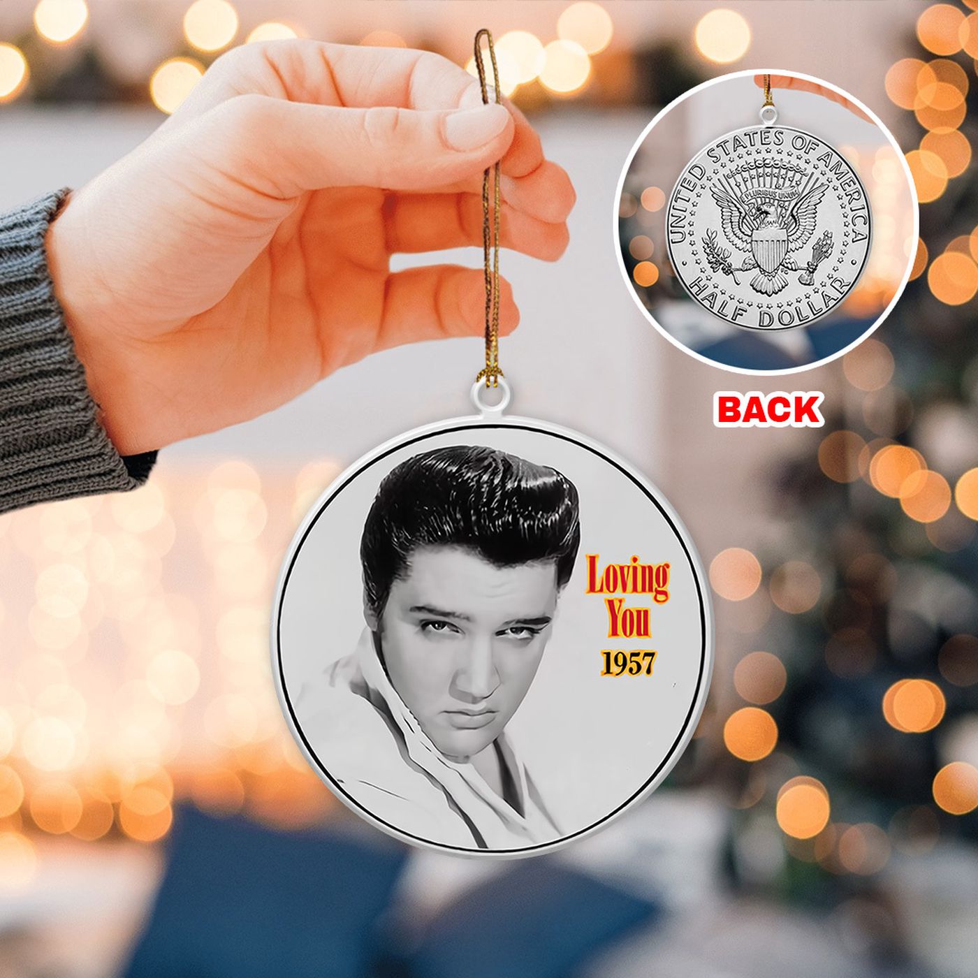 Elvis Presley 2-Side Printed Acrylic Ornament  – Gift for Christmas Day