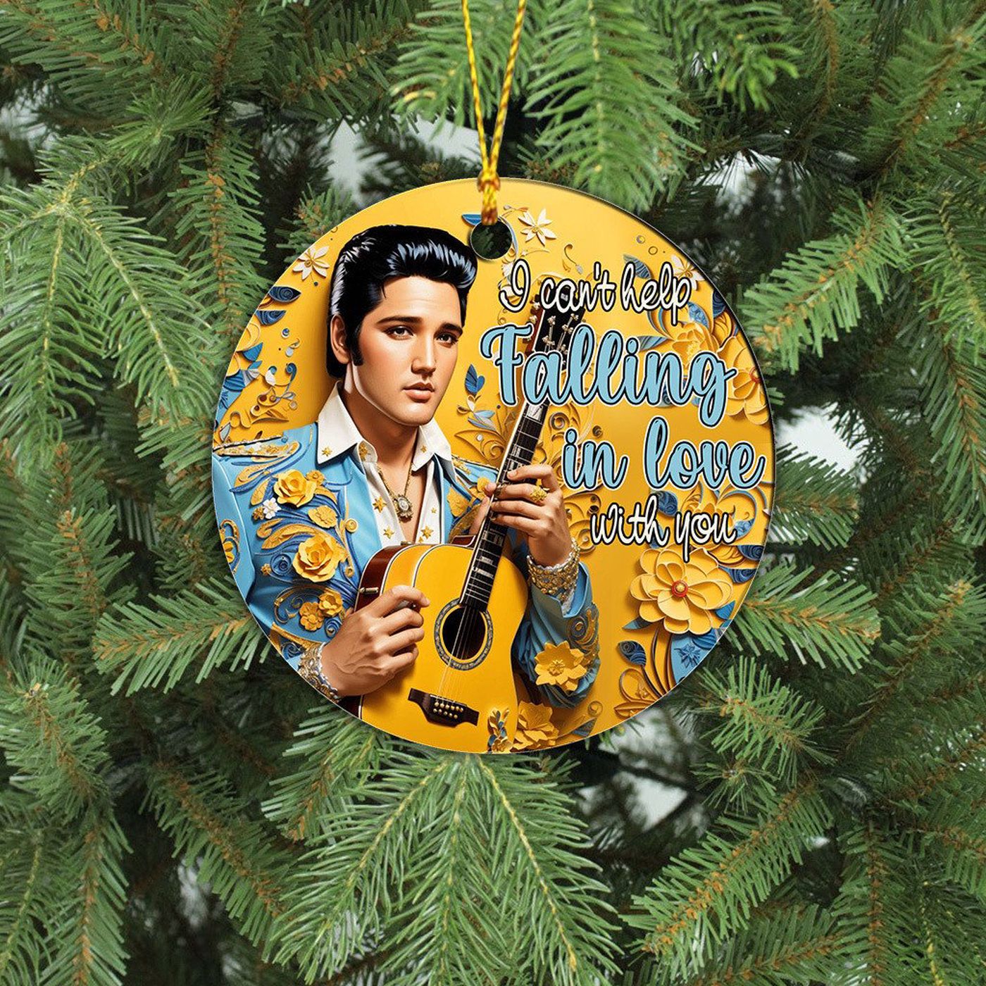 Elvis Presley 2-Side Printed Acrylic Ornament  – Gift for Christmas Day