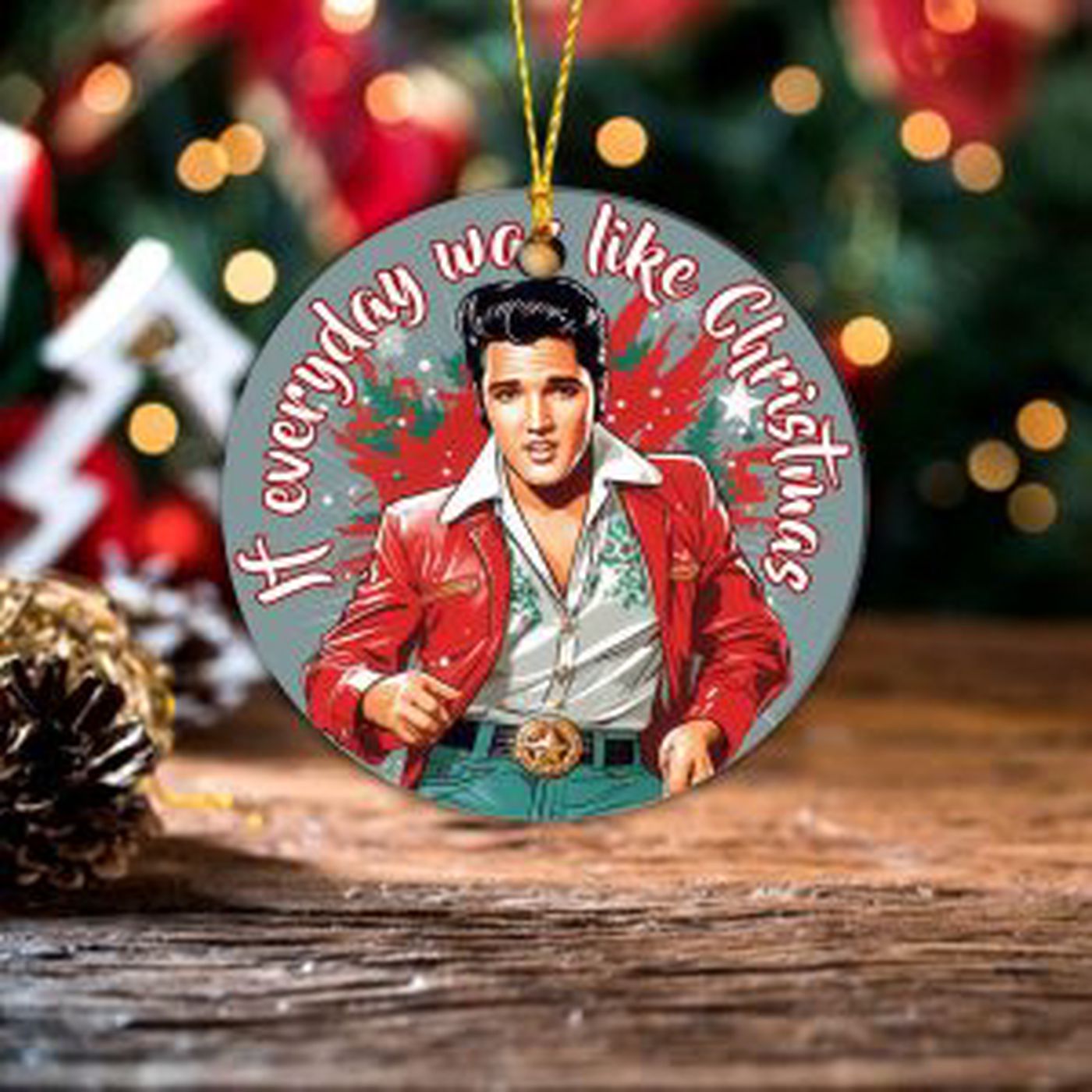 Elvis Presley 2-Side Printed Acrylic Ornament  – Gift for Christmas Day