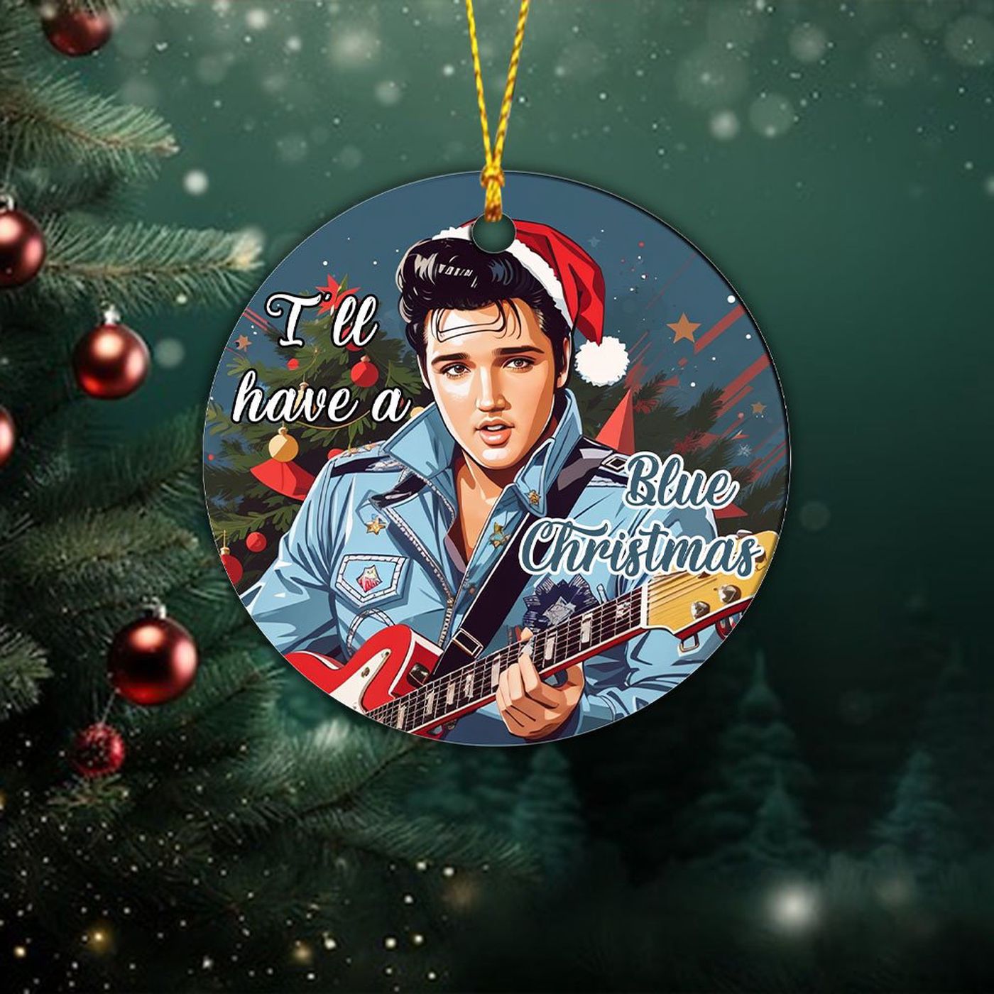 Elvis Presley 2-Side Printed Acrylic Ornament  – Gift for Christmas Day