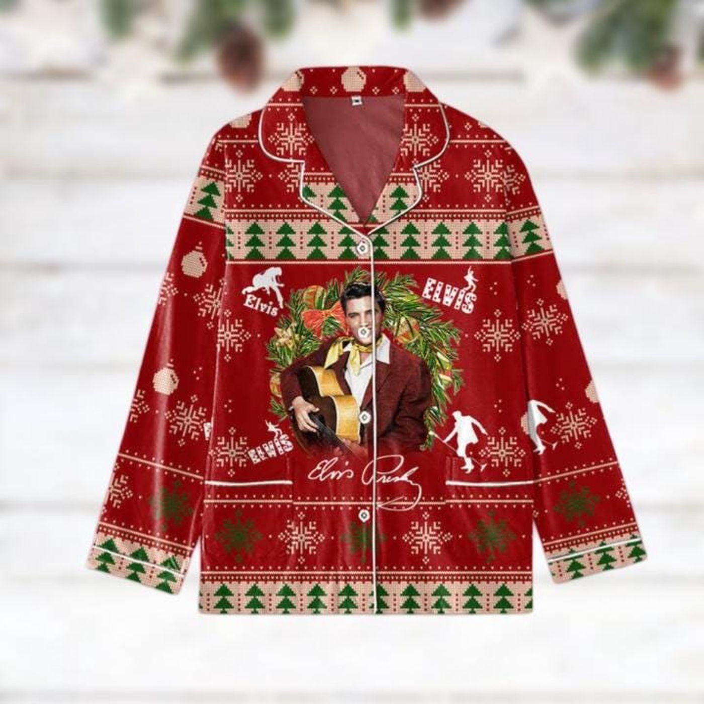Elvis Presley Christmas Pajamas – Rock N Roll Women s PJs Set Perfect Music Lover Gift!