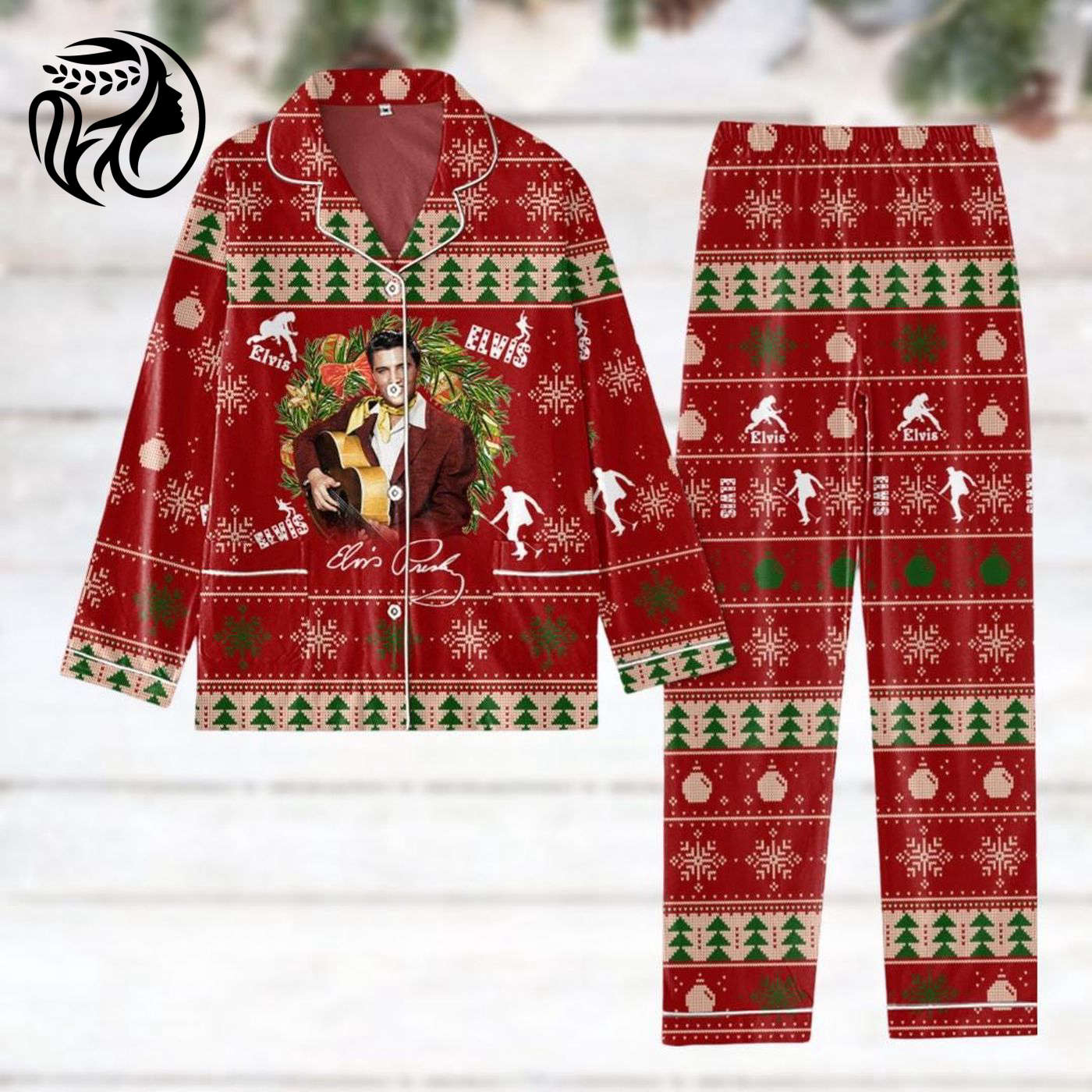Elvis Presley Christmas Pajamas – Rock N Roll Women s PJs Set Perfect Music Lover Gift!