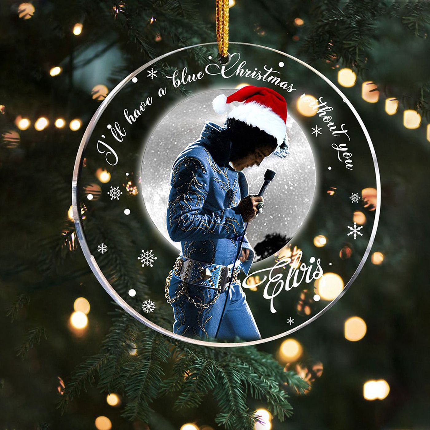 Elvis Presley Clear 1-Sided Acrylic Ornament  – Gift for Christmas Day