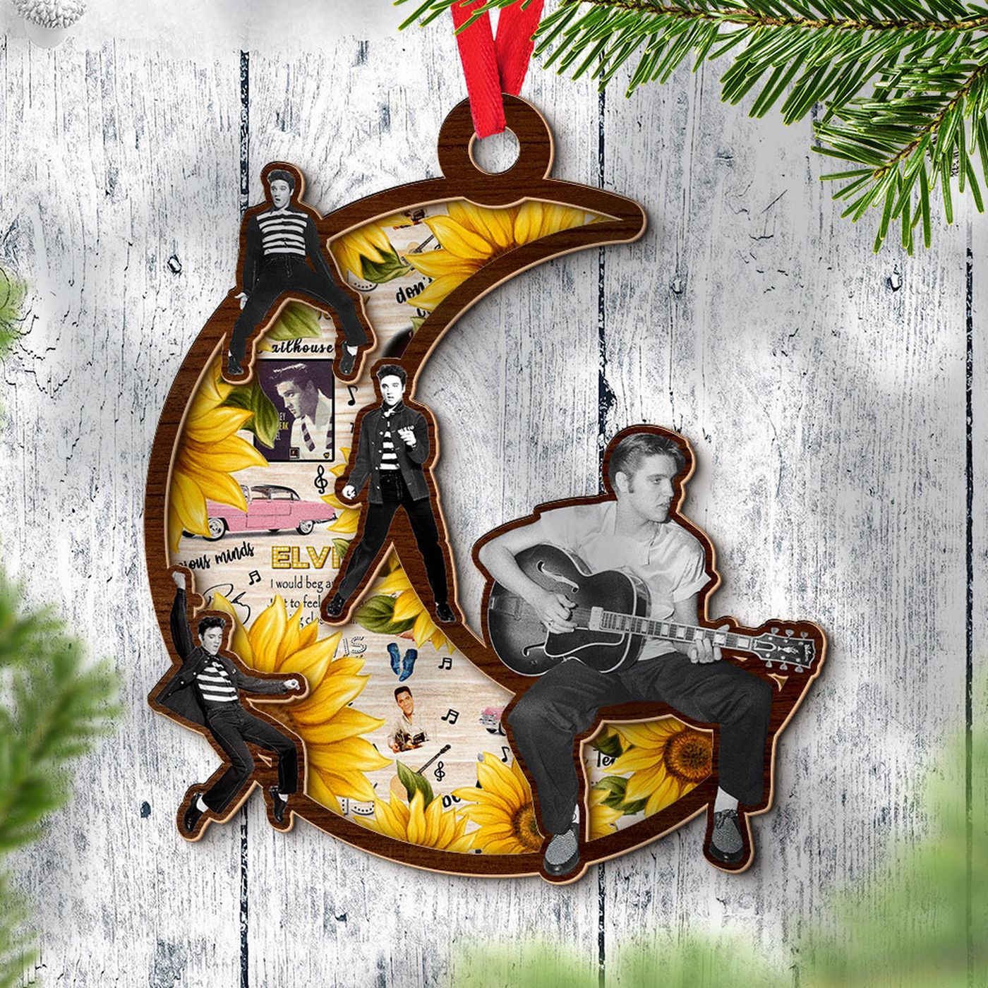Elvis Presley Layered Wood Ornament