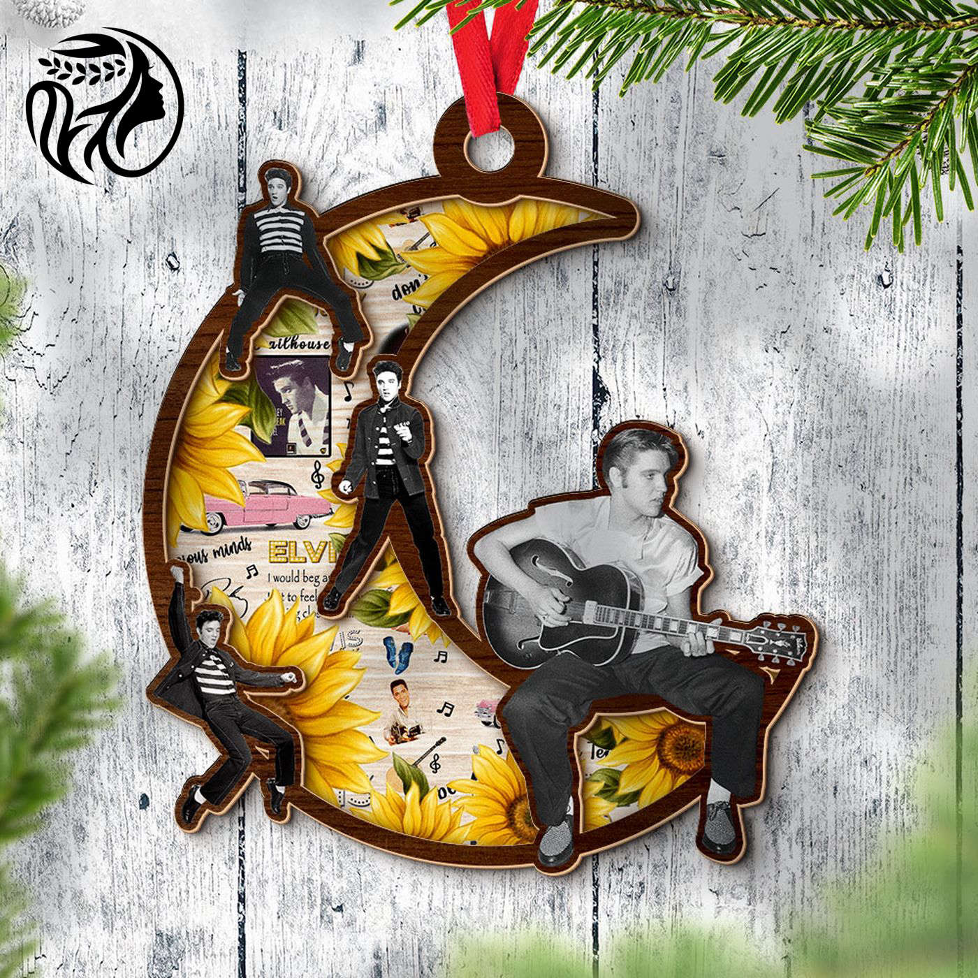 Elvis Presley Layered Wood Ornament