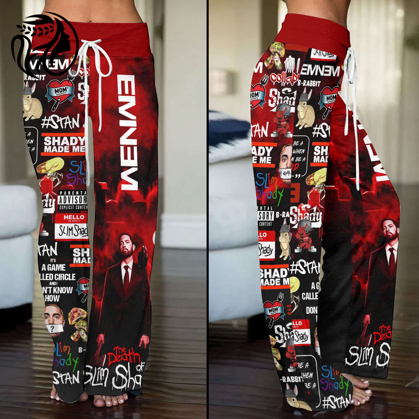 Eminem High-Waisted Straight-Leg Trousers  – Gift for Women