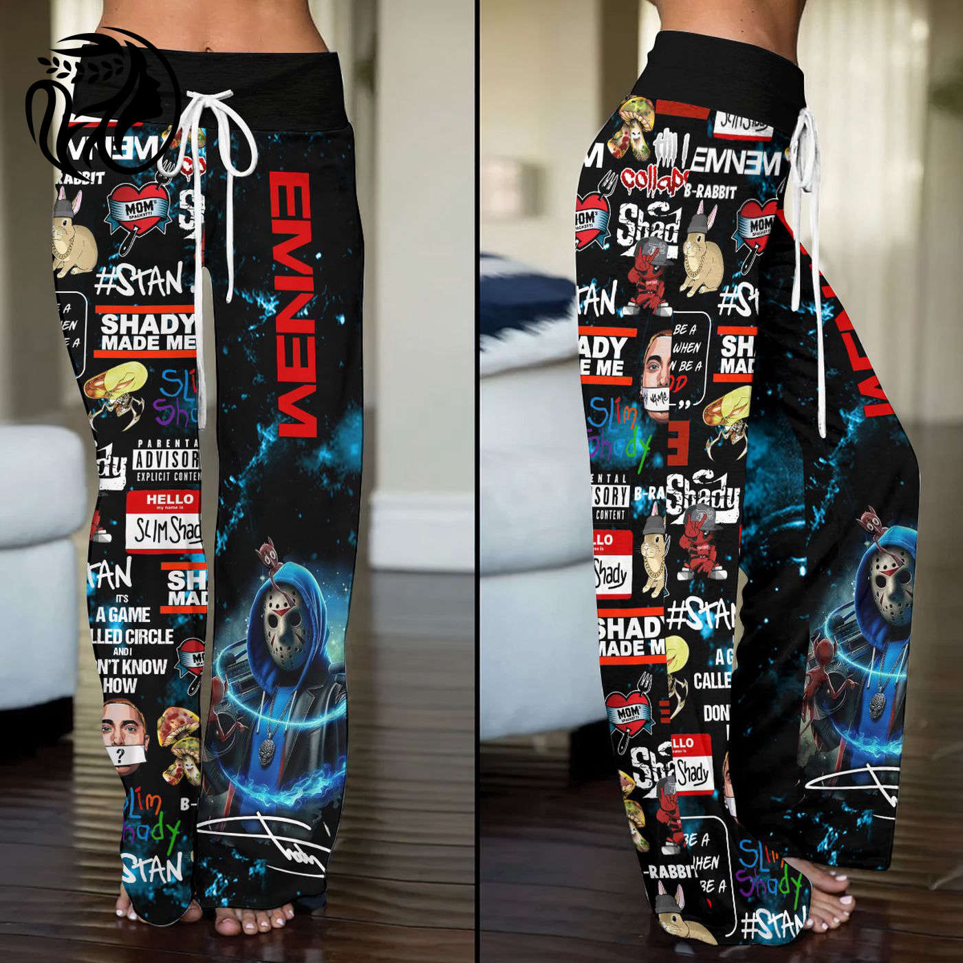 Eminem High-Waisted Straight-Leg Trousers  – Gift for Women