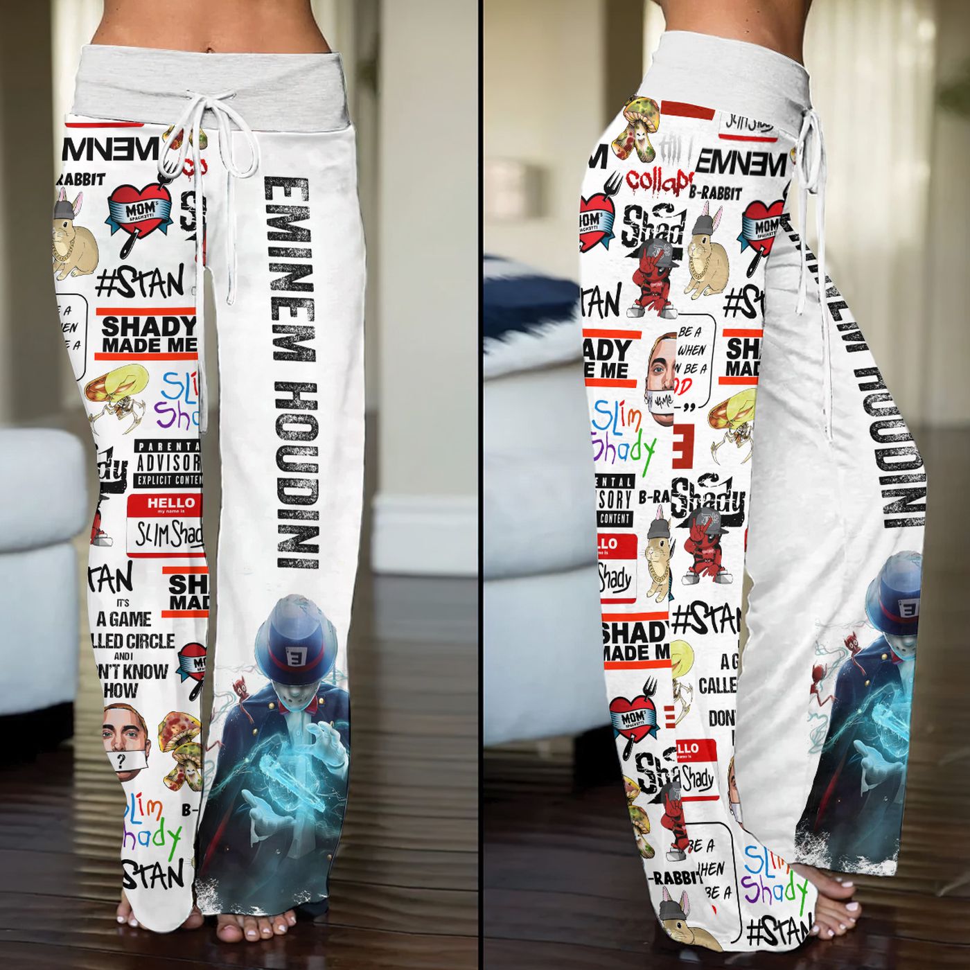 Eminem High-Waisted Straight-Leg Trousers  – Gift for Women