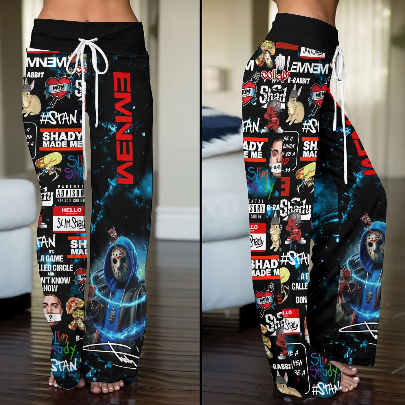 Eminem High-Waisted Straight-Leg Trousers  – Gift for Women