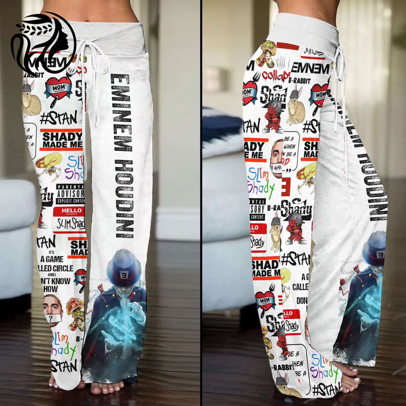 Eminem High-Waisted Straight-Leg Trousers  – Gift for Women