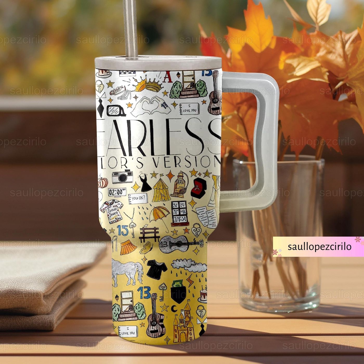 Fearless Taylor s Version Tumbler – 40oz Taylor Swift  – Gift for Women for Swiftie Lovers Taylor Tumbler with TS Logo