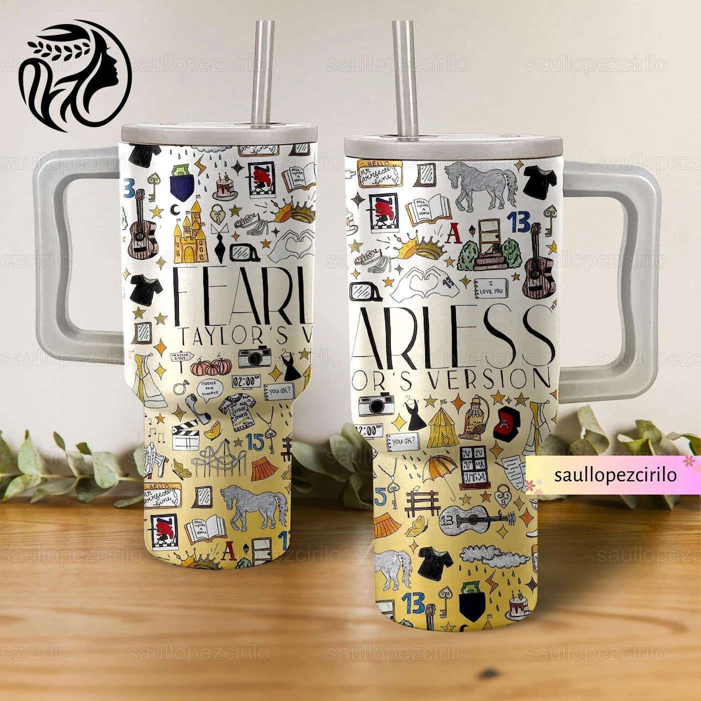 Fearless Taylor s Version Tumbler - 40oz Taylor Swift  - Gift for Women for Swiftie Lovers Taylor Tumbler with TS Logo
