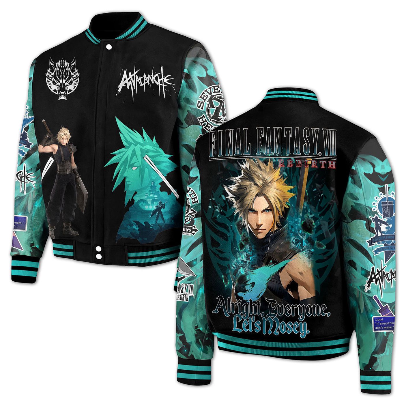 Final Fantasy VII New Premium Baseball Jacket Gift For Fan Final Fantasy VII New Premium Baseball Jacket Gift For Fan