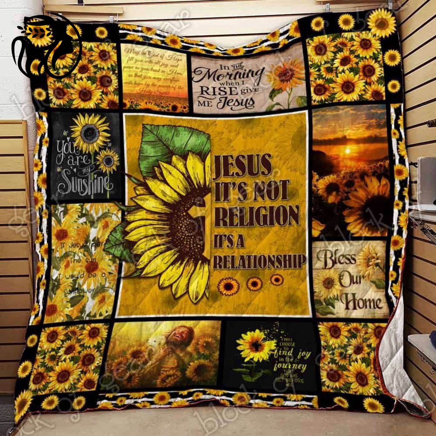 Discover Divine Beauty with Sunflower 3D Custom Quilt – Find God in Nature!