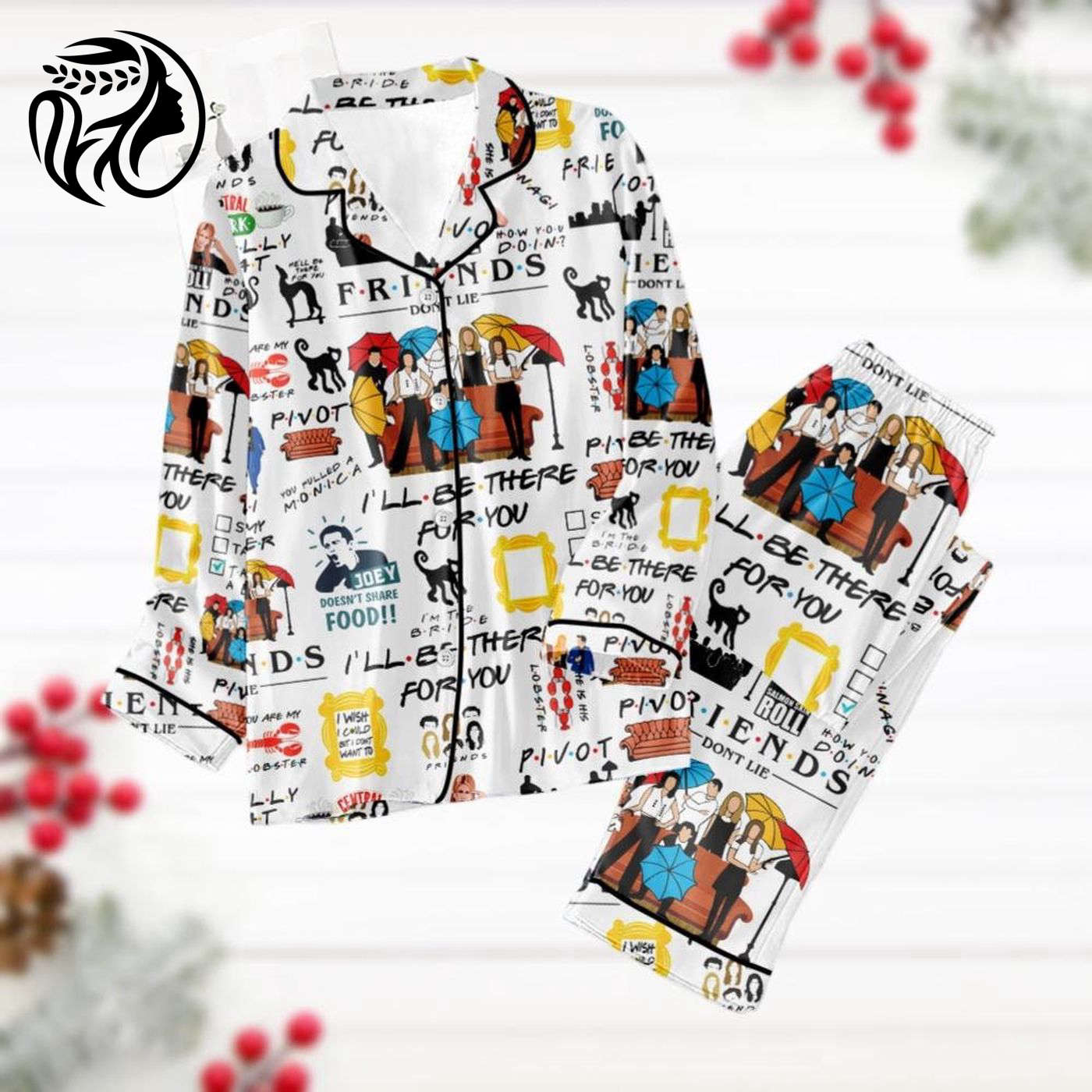 Friends Pajamas Set: Chandler Bing Holiday & TV Sitcom Christmas PJs with Movie Quotes Shirt