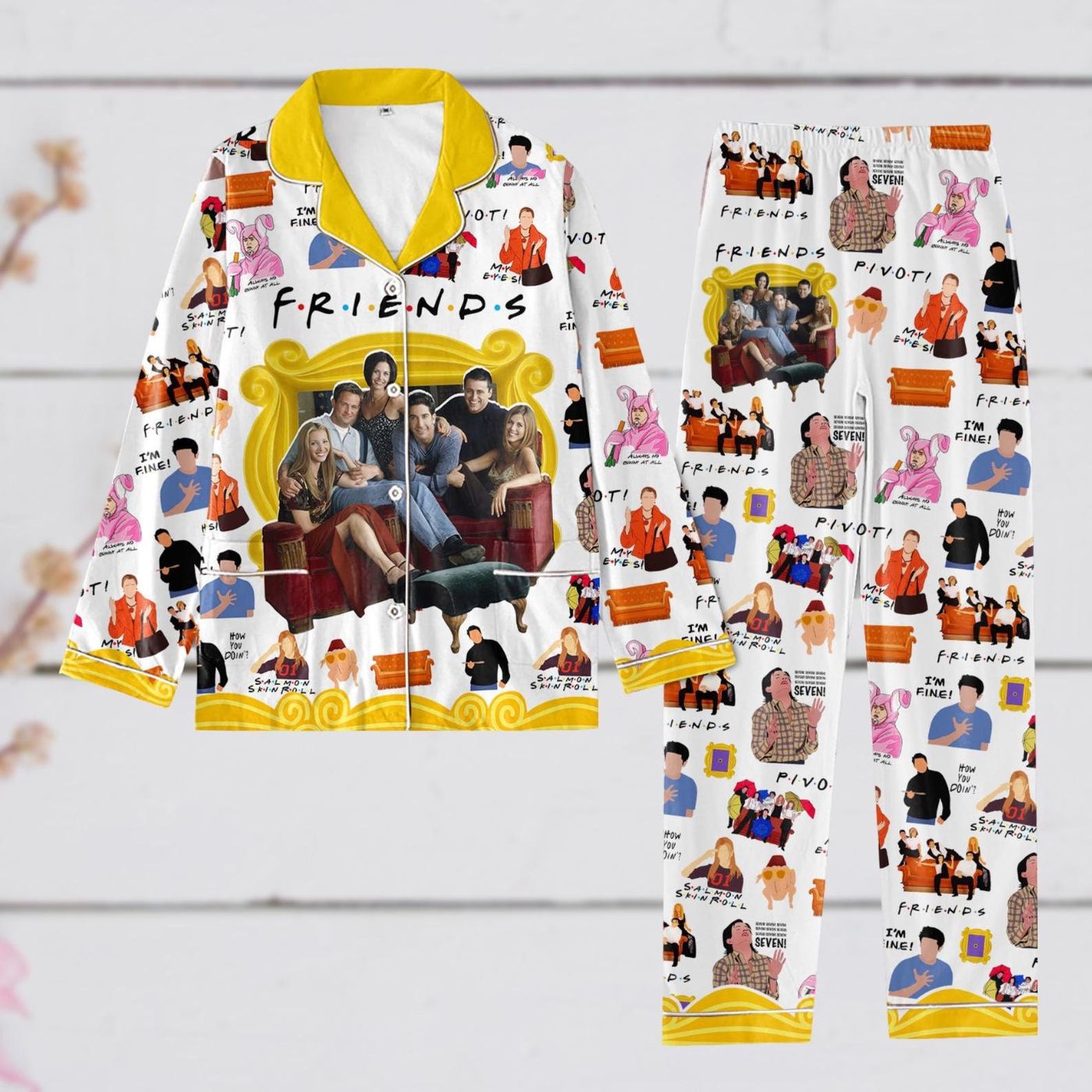 Friends TV Show Pajamas Set: Chandler Bing Friends Pjs Holiday Movie Pjs – Perfect Gift For Bff Party-Worthy Womens Pajamas