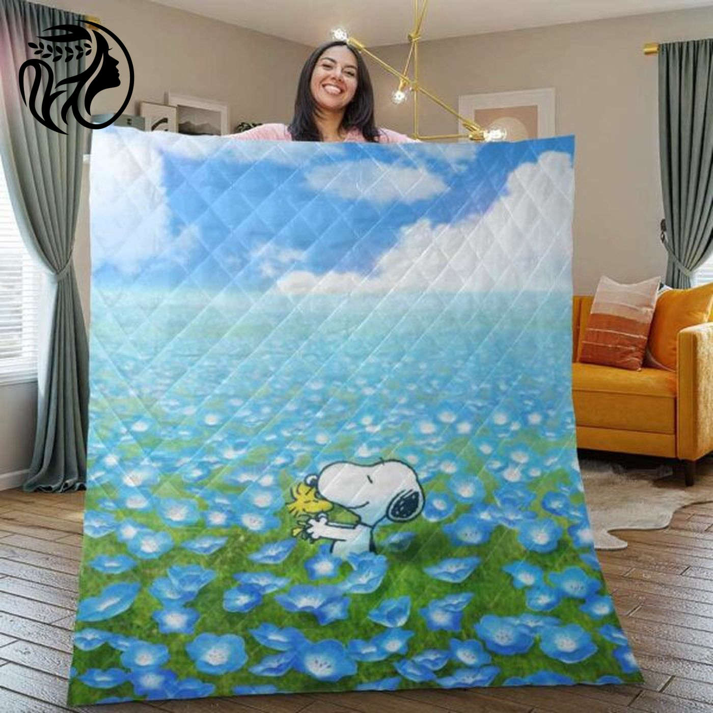 Cozy Snoopy Quilt Blanket – Vibrant Peanuts Snoopy Woodstock Flowers Design 228