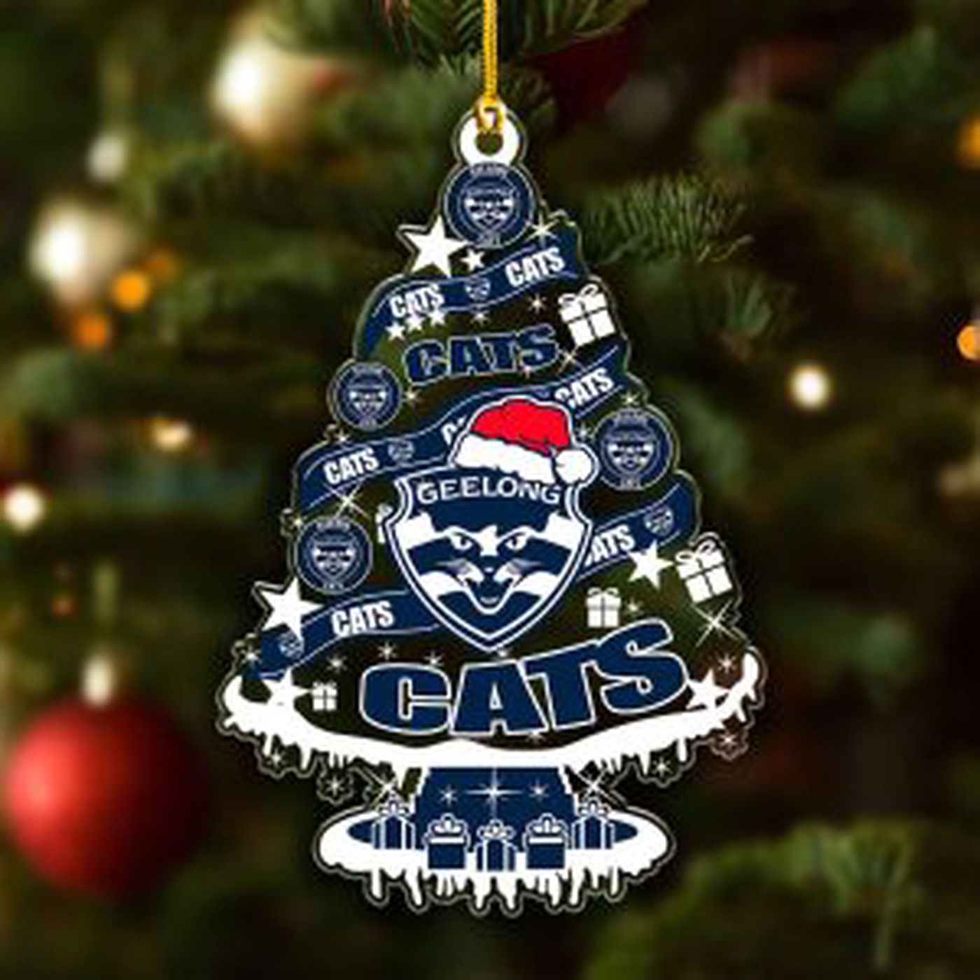Geelong Football Club Custom Shape Clear 1-sided Acrylic Ornament
