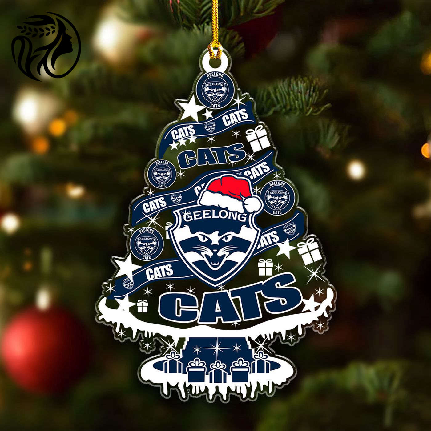 Geelong Football Club Custom Shape Clear 1-sided Acrylic Ornament