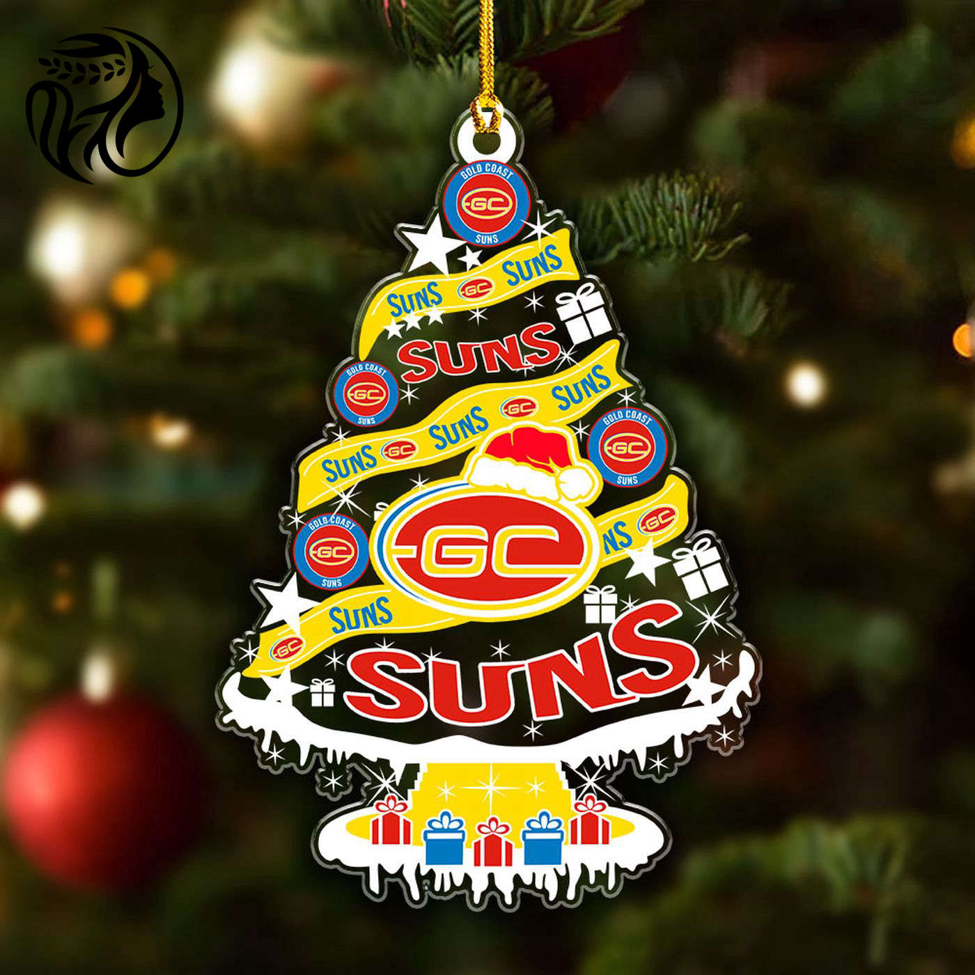 Gold Coast Suns Custom Shape Clear 1-sided Acrylic Ornament