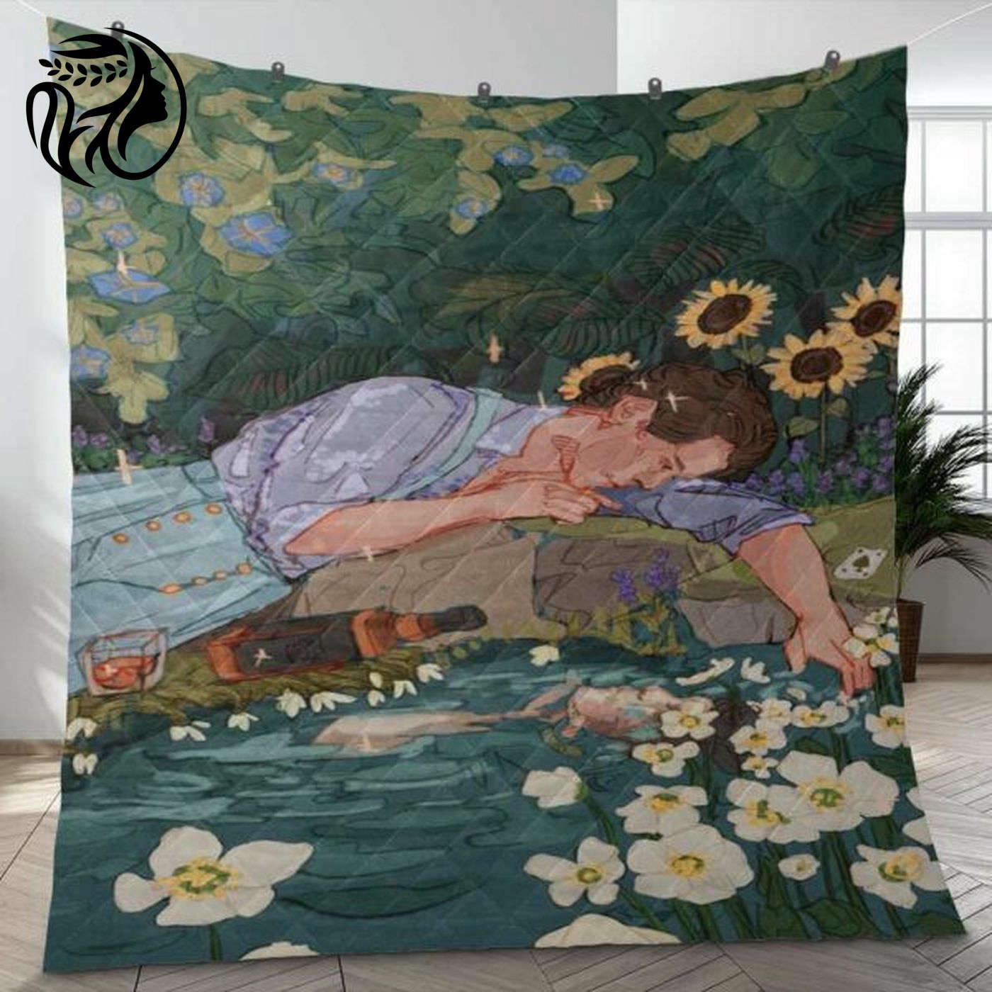 Harry Styles Fine Line Pink Flower Butterfly Art Quilt Blanket – Perfect Christmas Gift for Music Lovers!