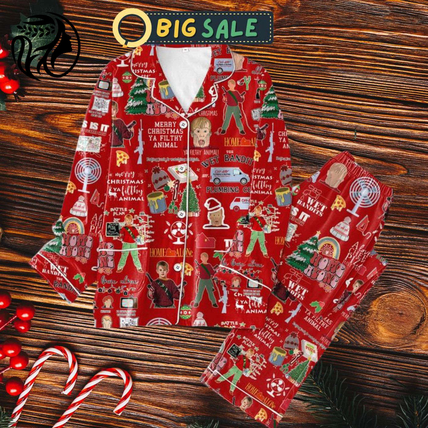 Vintage Home Alone Christmas Pajamas Set for Adults & Kids: Cozy Festive Attire
