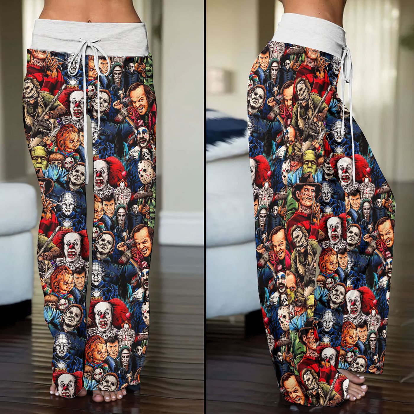 Horror Movies High-Waisted Straight-Leg Trousers  –  – Gift for Women for Women