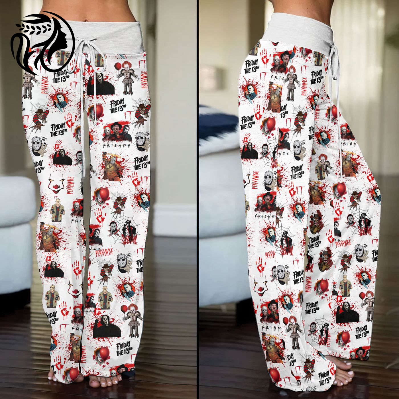 Horror Movies High-Waisted Straight-Leg Trousers  -  - Gift for Women for Women
