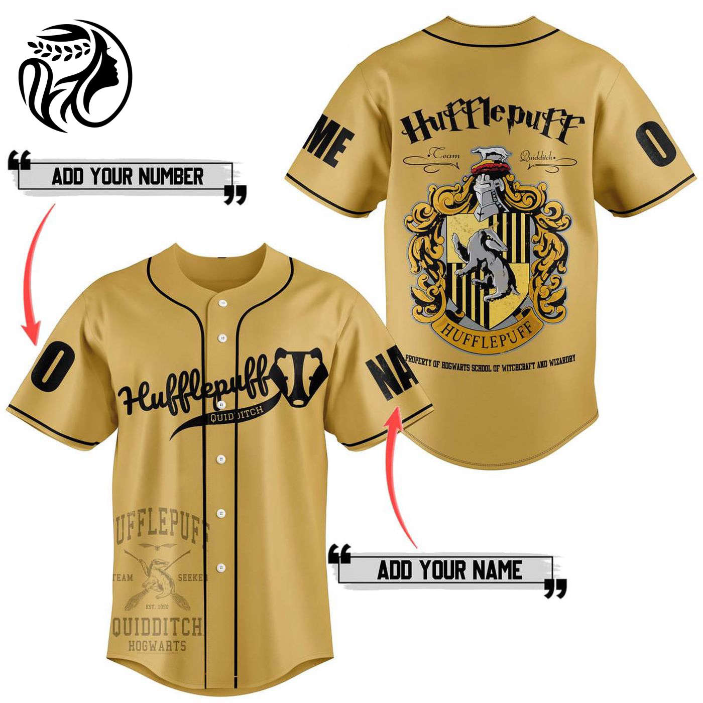 Hufflepuff Quidditch Baseball Jersey For Men Women And Kids Gift
