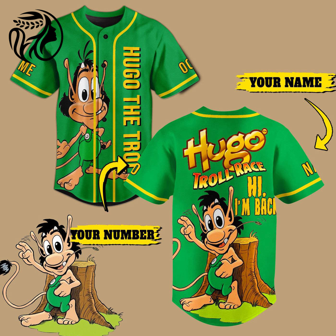 Hugo Troll Race Baseball Jersey For Men Women And Kids Gift