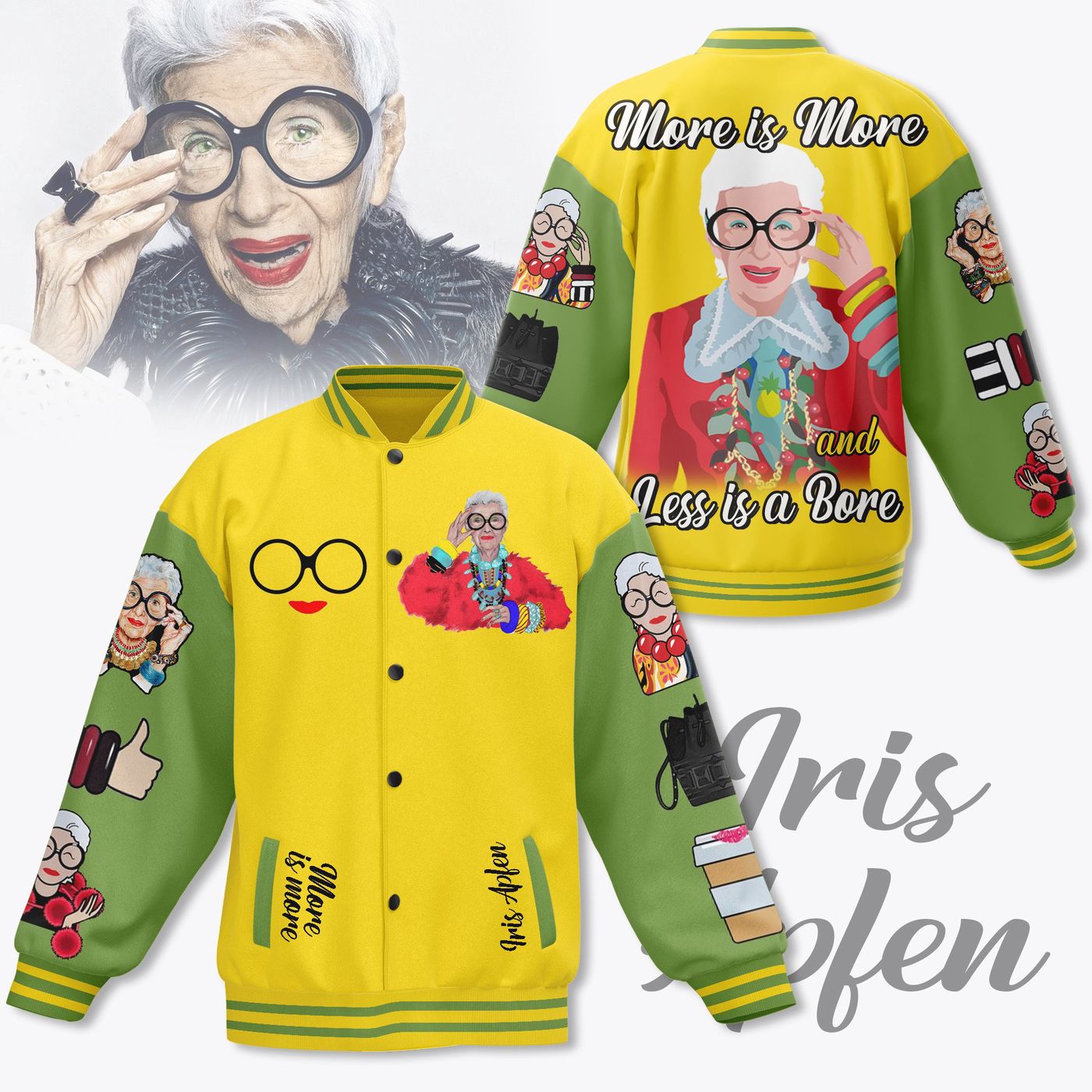 Iris Apfel New Premium Baseball Jacket Gift For Fan Iris Apfel New Premium Baseball Jacket Gift For Fan