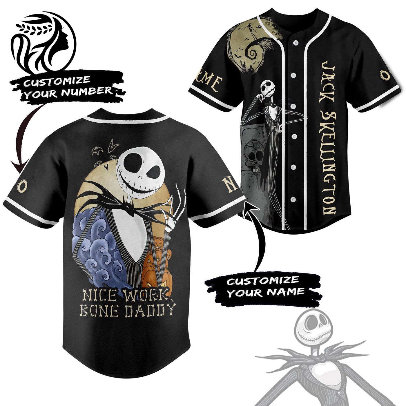 Jack Skellington Baseball Jersey For Men Women And Kids Gift