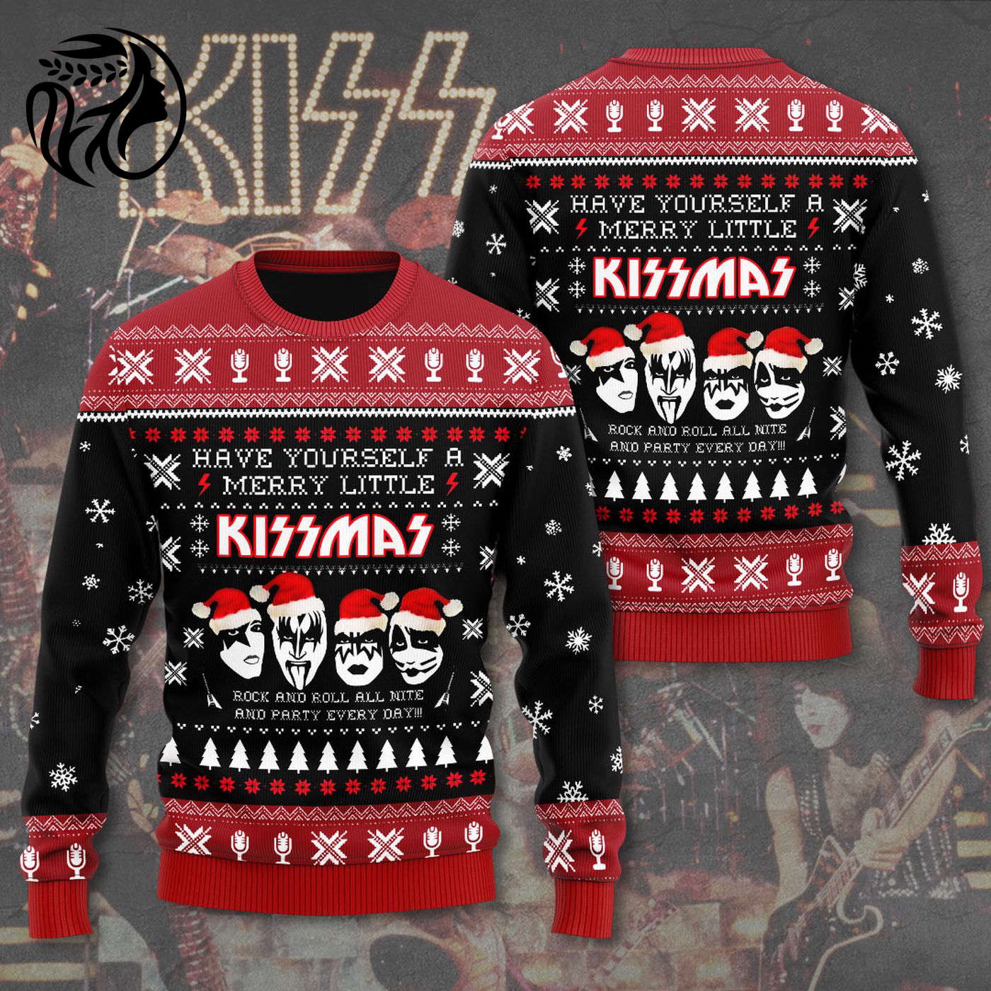 Kiss Band 3D Ugly Sweater- Gift for Men Women Christmas Day