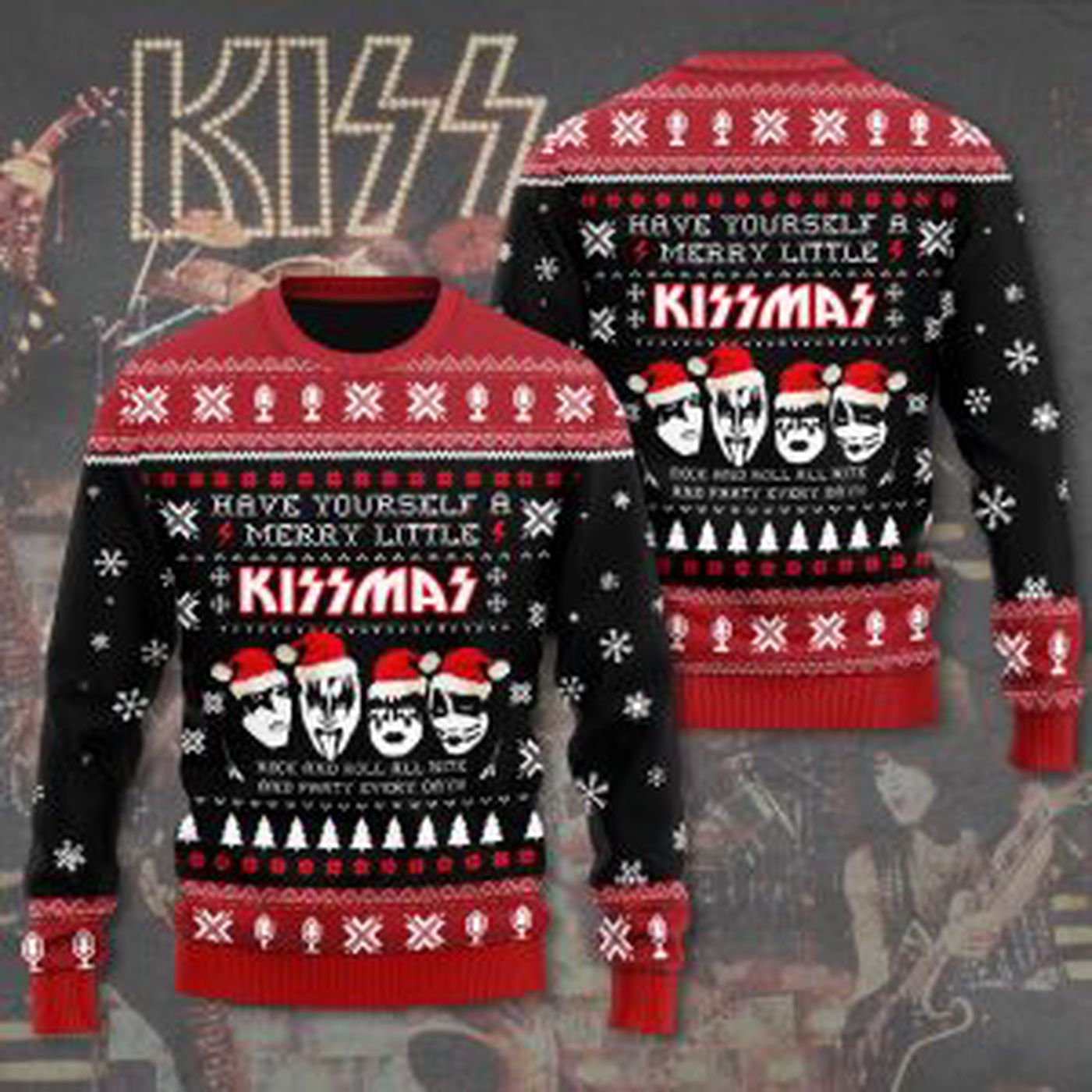 Kiss Band 3D Ugly Sweater- Gift for Men Women Christmas Day