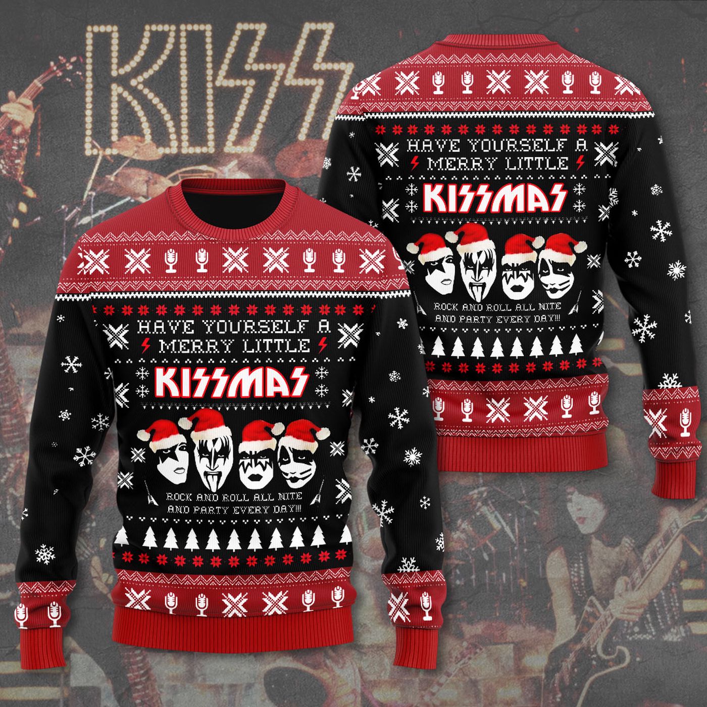 Kiss Band 3D Ugly Sweater- Gift for Men Women Christmas Day