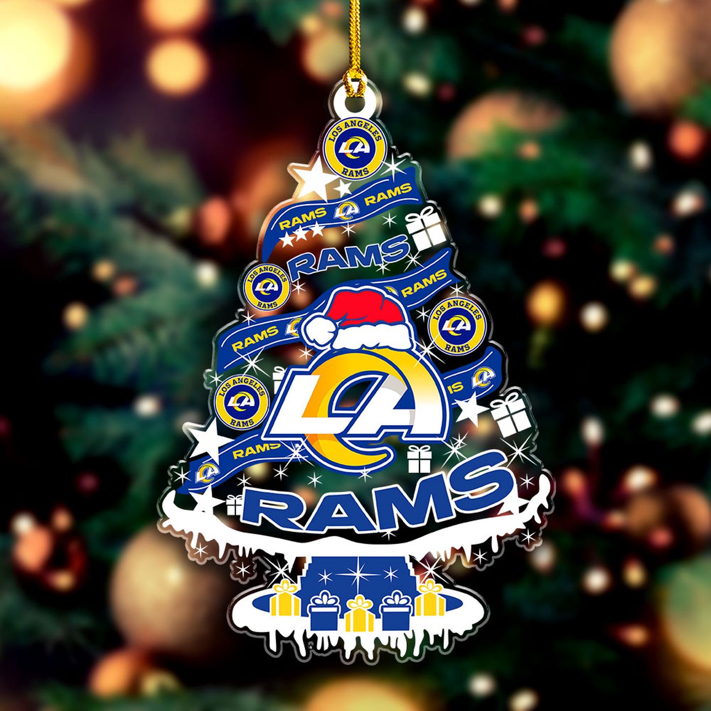 Los Angeles Rams Custom Shape Clear 1-sided Acrylic Ornament