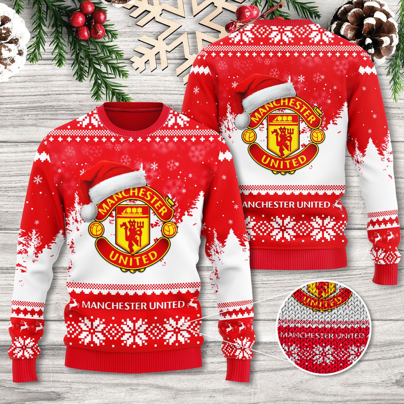 Manchester United 3D Ugly Sweater Gift – Gift for Men Women Christmas Day – Gift for Men Women Christmas Day