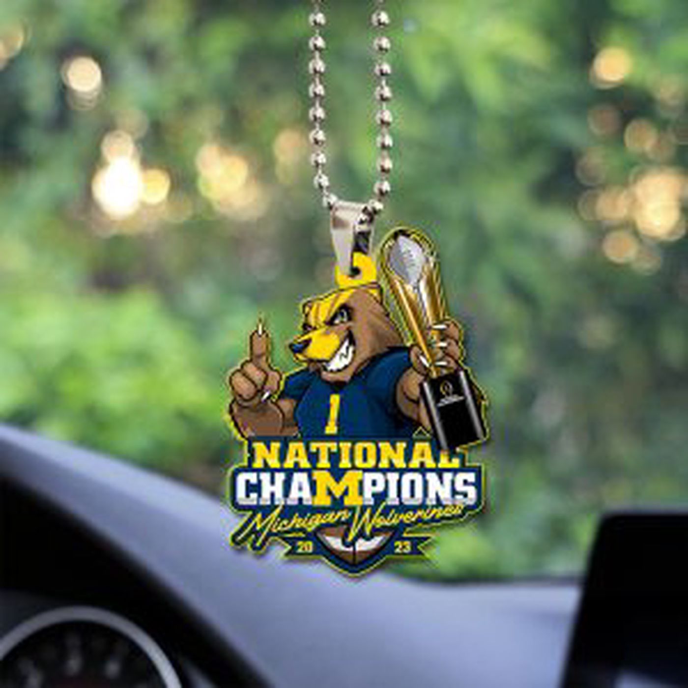 Michigan Wolverines Football Custom Shape 2-sided Acrylic Car Ornament