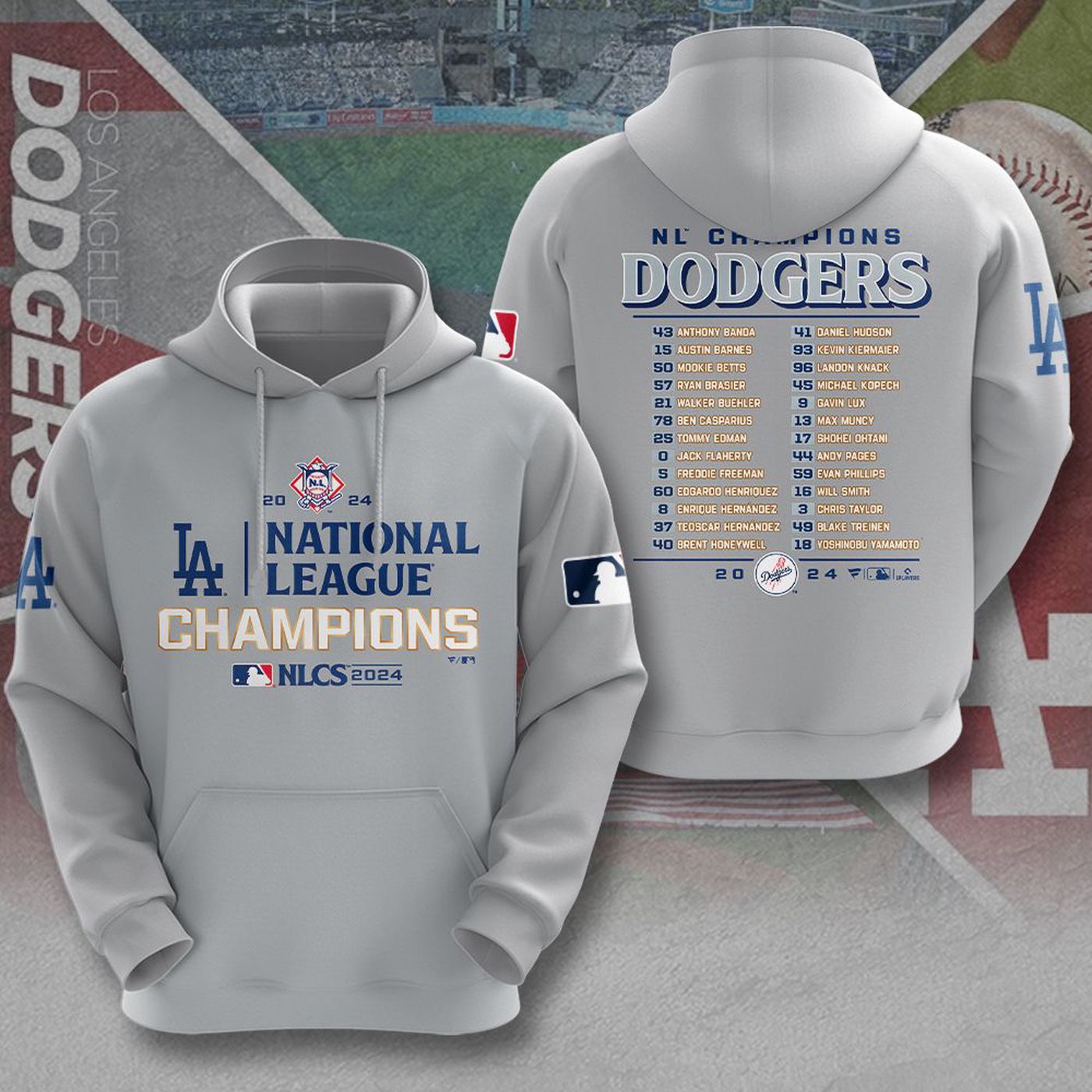 MLB Los Angeles Dodgers National League Champions Kits ST2421 3d Printed Hoodie 3d Printed Hoodie