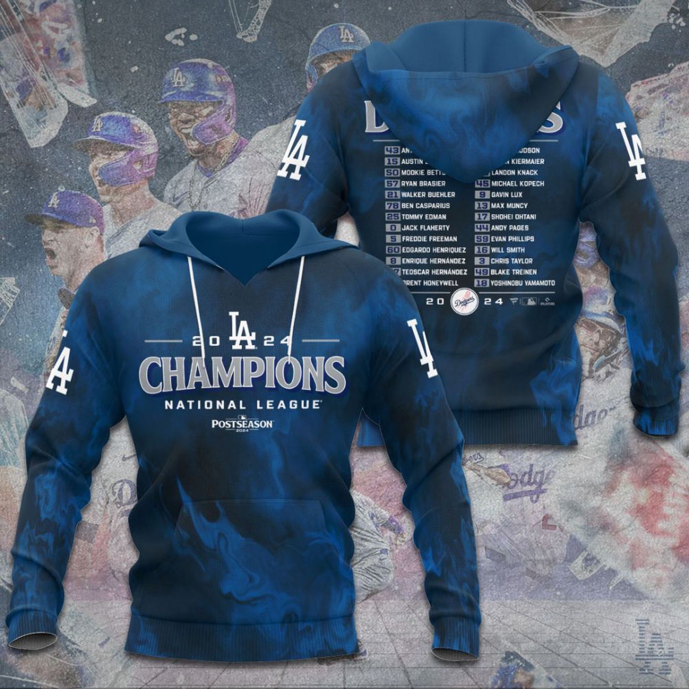 MLB Los Angeles Dodgers National League Champions Kits ST2422 3d Printed Hoodie 3d Printed Hoodie